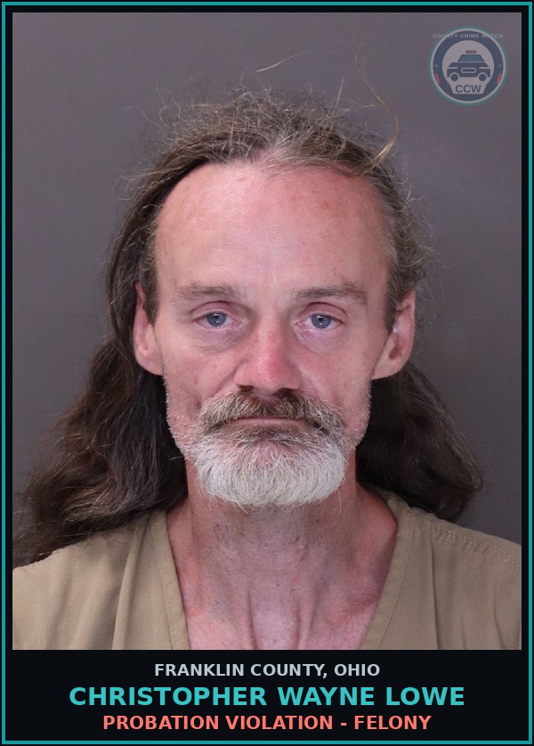 Booking mugshot of Christopher Wayne Lowe in Franklin County