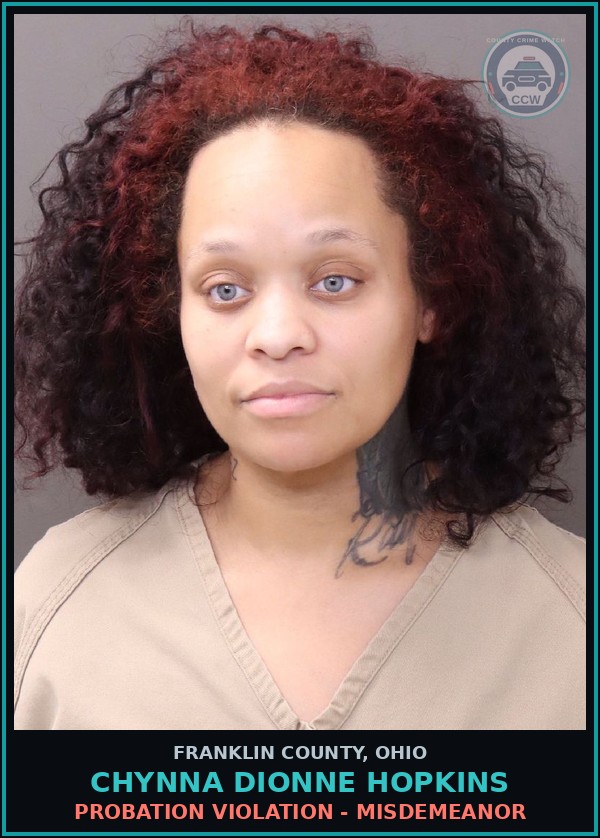 Booking mugshot of Chynna Dionne Hopkins in Franklin County