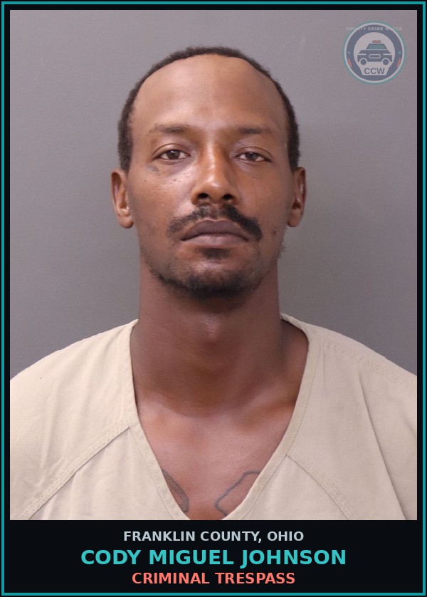 Booking mugshot of Cody Miguel Johnson in Franklin County