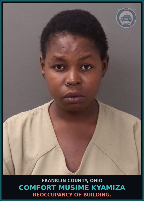 Booking mugshot of Comfort Musime Kyamiza in Franklin County