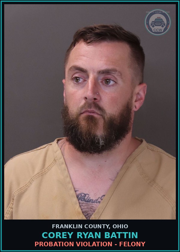 Booking mugshot of Corey Ryan Battin in Franklin County