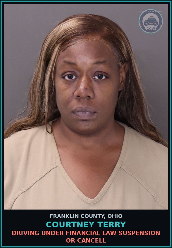 Booking mugshot of Courtney Terry in Franklin County