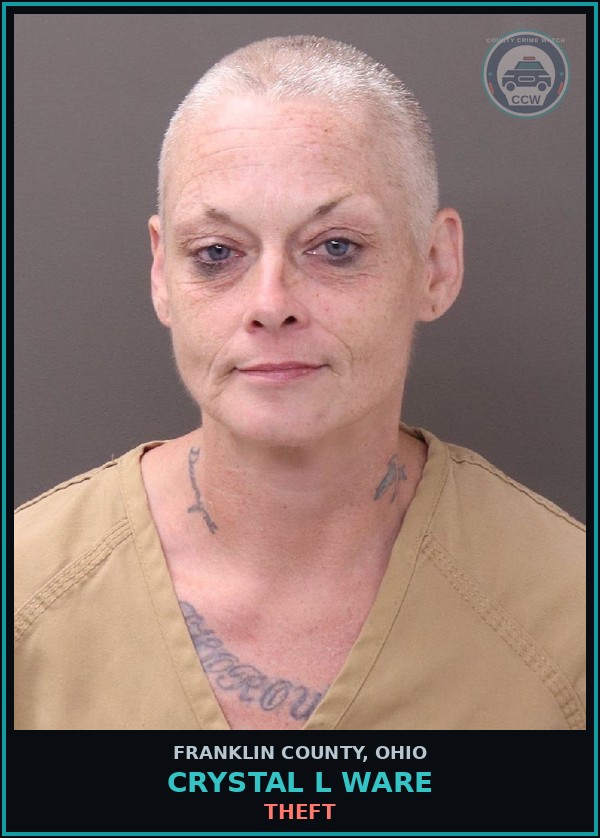 Booking mugshot of Crystal L Ware in Franklin County