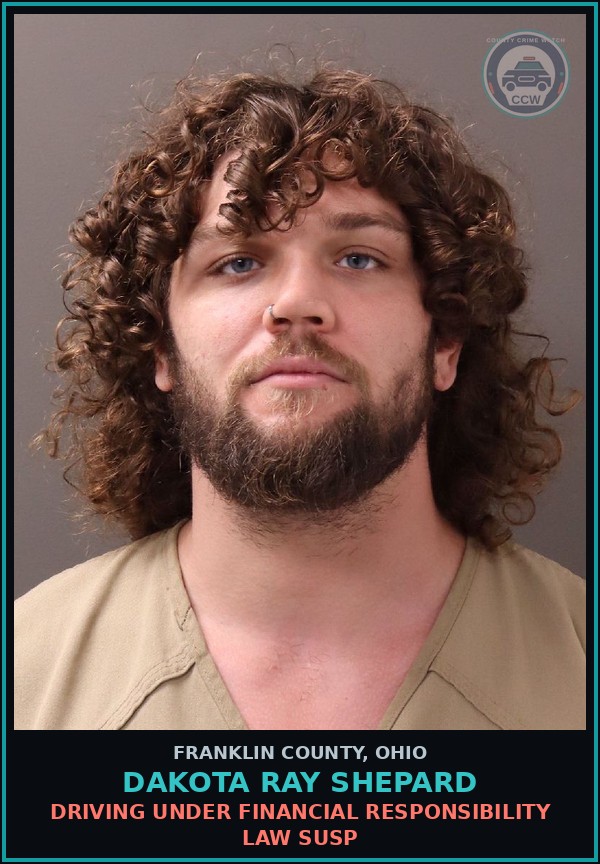 Booking mugshot of Dakota Ray Shepard in Franklin County