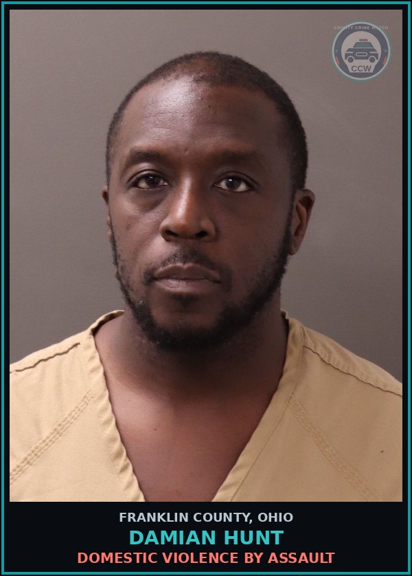 Booking mugshot of Damian Hunt in Franklin County