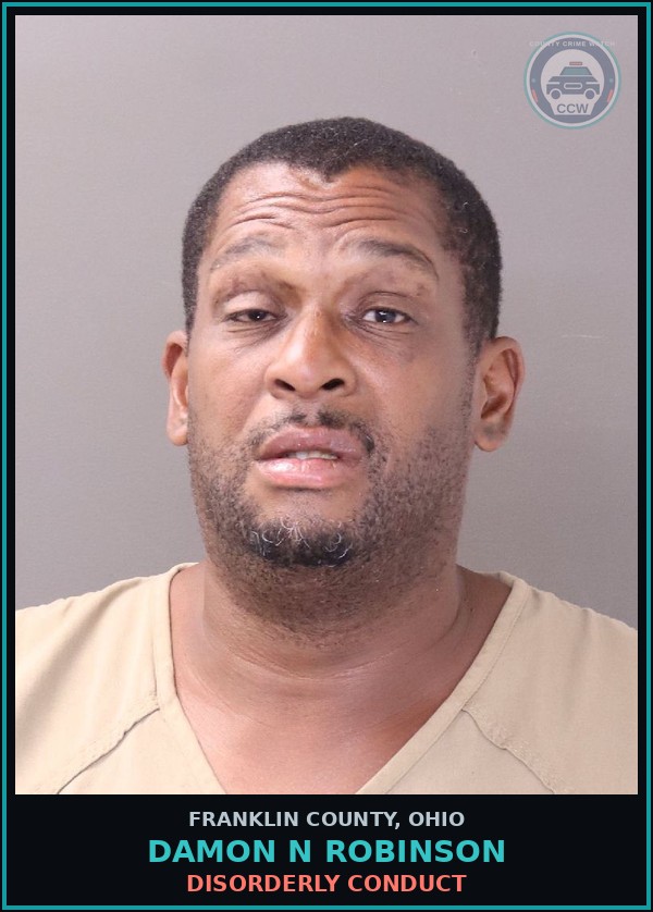 Booking mugshot of Damon N Robinson in Franklin County