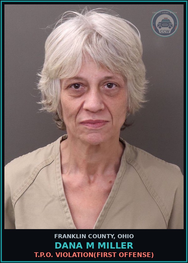 Booking mugshot of Dana M Miller in Franklin County