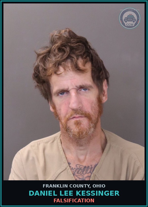 Booking mugshot of Daniel Lee Kessinger in Franklin County