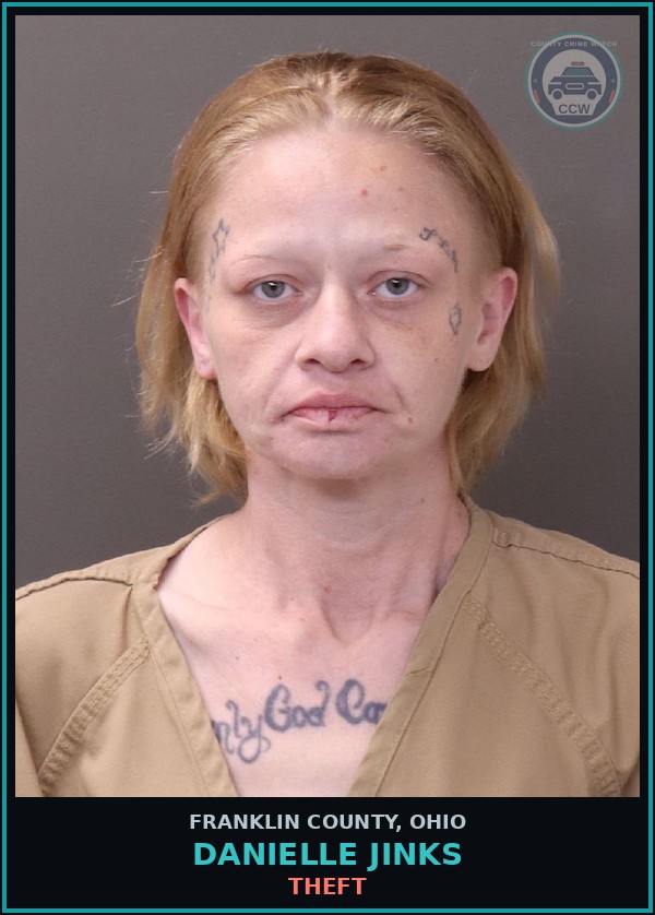 Booking mugshot of Danielle Jinks in Franklin County