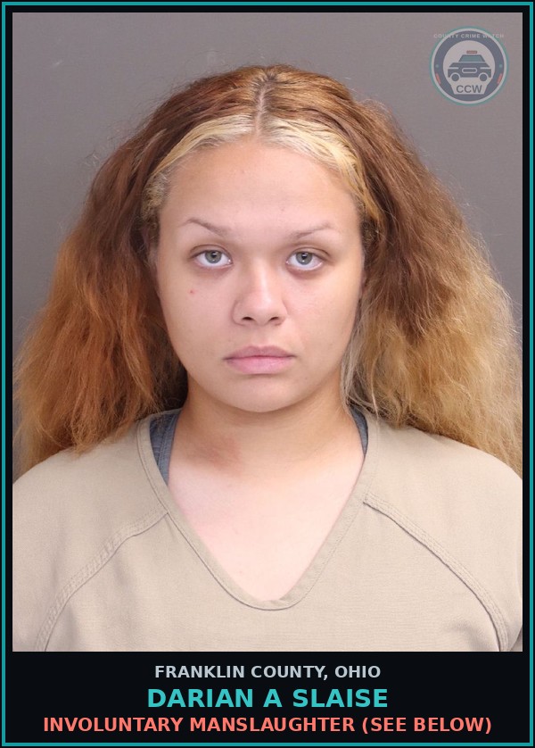 Booking mugshot of Darian A Slaise in Franklin County