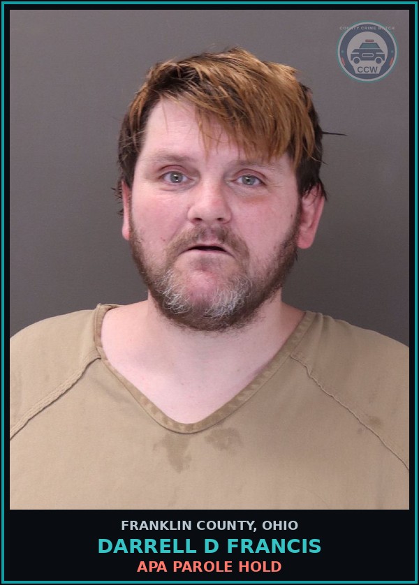Booking mugshot of Darrell D Francis in Franklin County