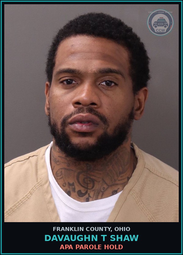 Booking mugshot of Davaughn T Shaw in Franklin County