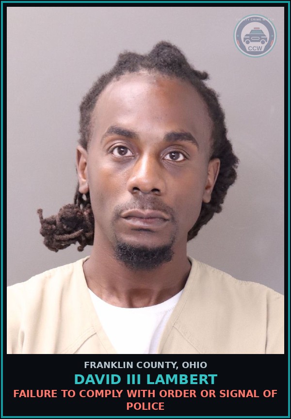 Booking mugshot of David Iii Lambert in Franklin County