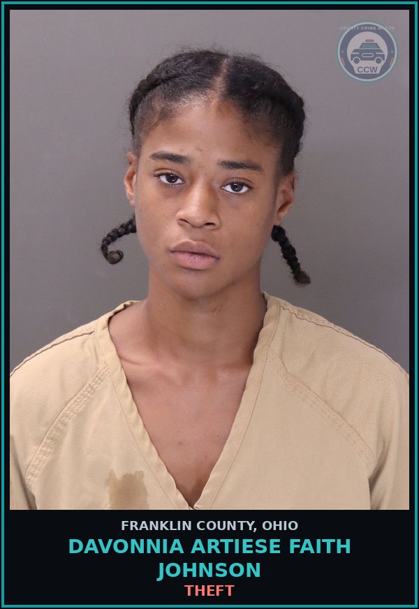 Booking mugshot of Davonnia Artiese Faith Johnson in Franklin County