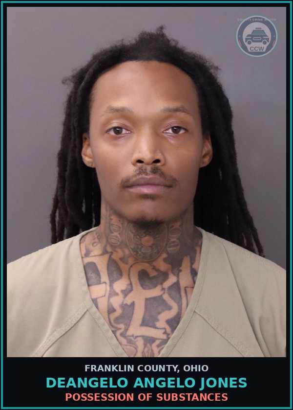 Booking mugshot of Deangelo Angelo Jones in Franklin County