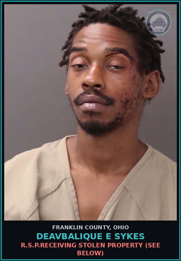 Booking mugshot of Deavbalique E Sykes in Franklin County