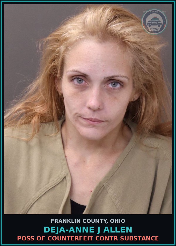 Booking mugshot of Deja-Anne J Allen in Franklin County