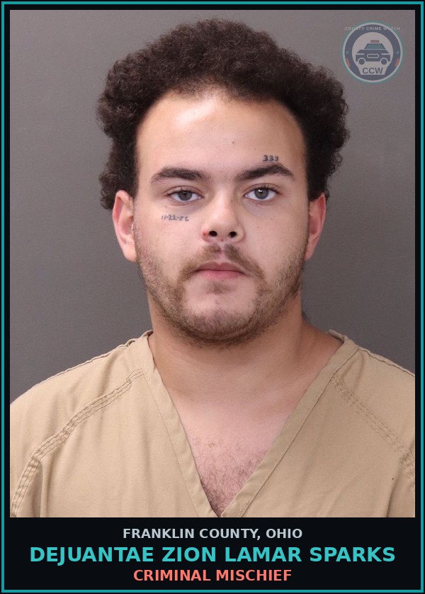 Booking mugshot of Dejuantae Zion Lamar Sparks in Franklin County