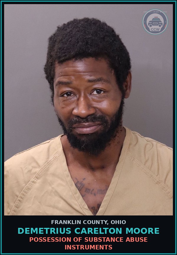 Booking mugshot of Demetrius Carelton Moore in Franklin County