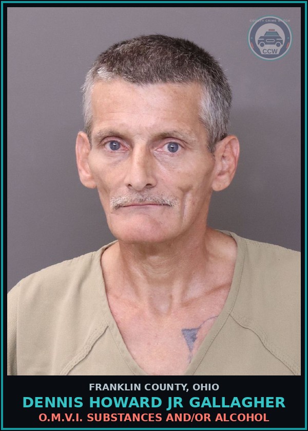 Booking mugshot of Dennis Howard Jr Gallagher in Franklin County