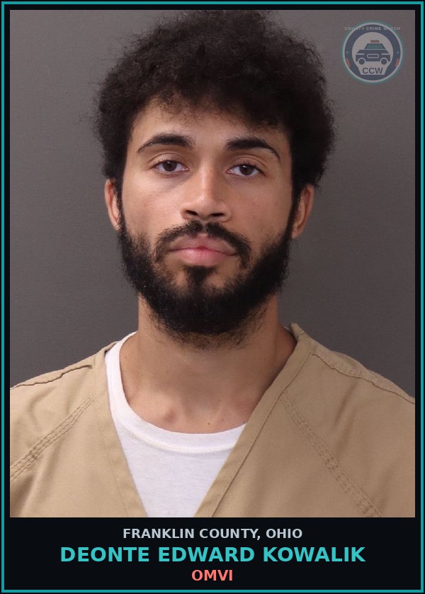 Booking mugshot of Deonte Edward Kowalik in Franklin County