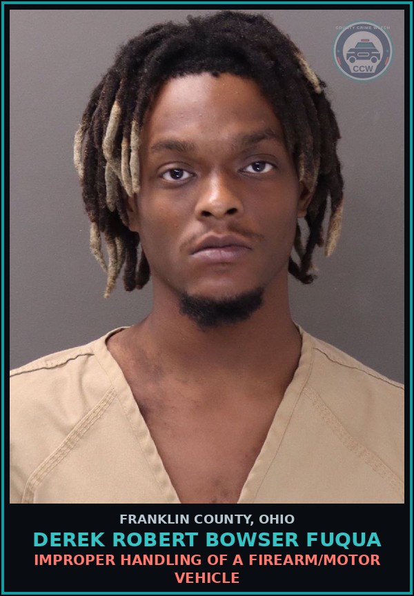Booking mugshot of Derek Robert Bowser Fuqua in Franklin County