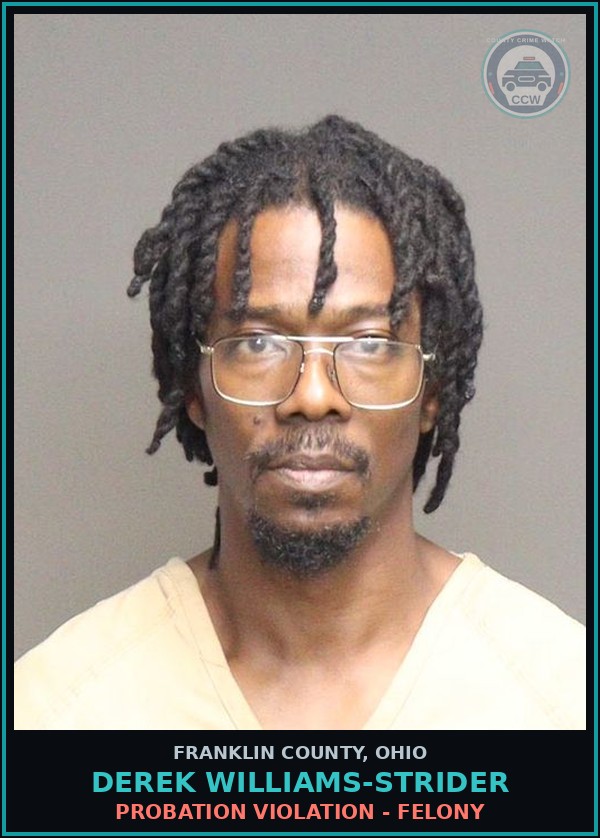 Booking mugshot of Derek Williams-Strider in Franklin County