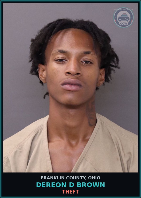 Booking mugshot of Dereon D Brown in Franklin County