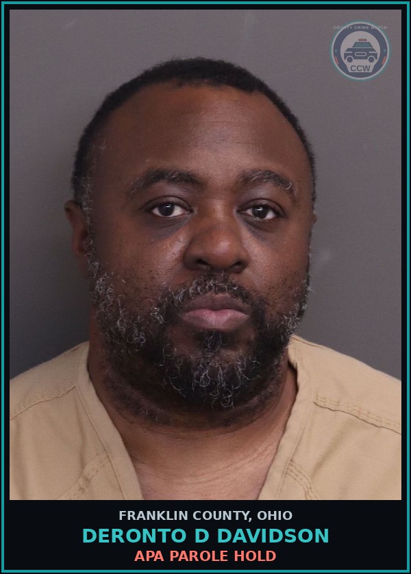 Booking mugshot of Deronto D Davidson in Franklin County
