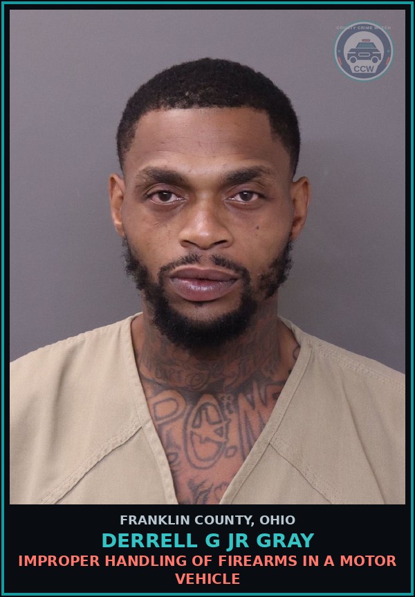 Booking mugshot of Derrell G Jr Gray in Franklin County