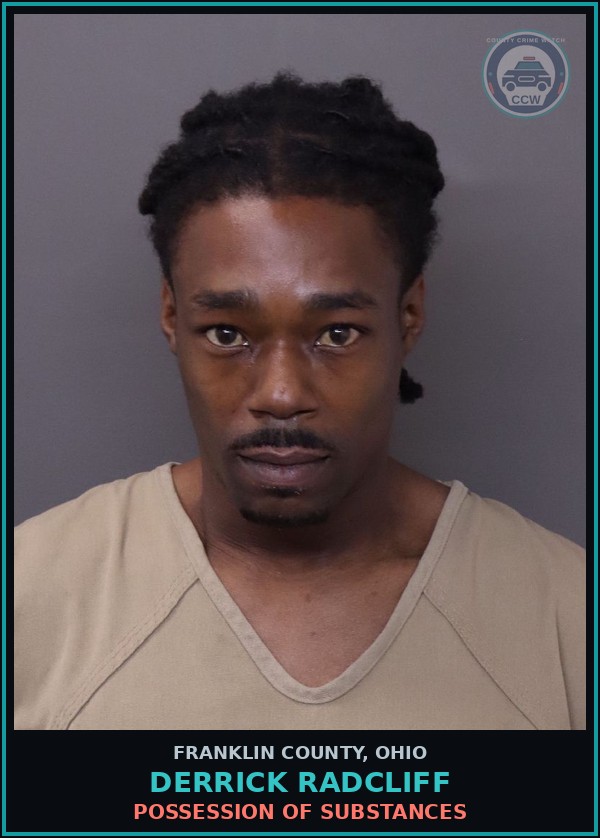 Booking mugshot of Derrick Radcliff in Franklin County