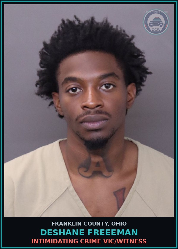 Booking mugshot of Deshane Freeeman in Franklin County