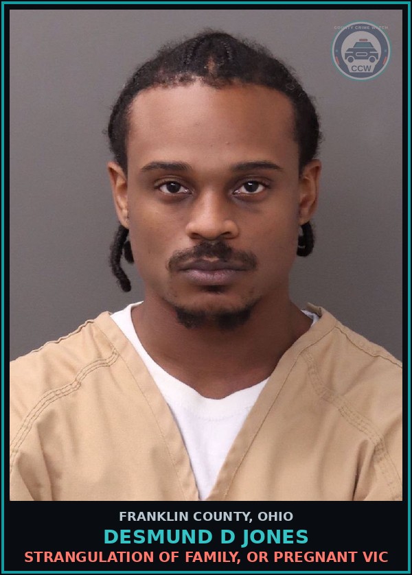 Booking mugshot of Desmund D Jones in Franklin County