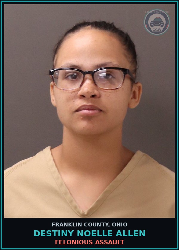 Booking mugshot of Destiny Noelle Allen in Franklin County