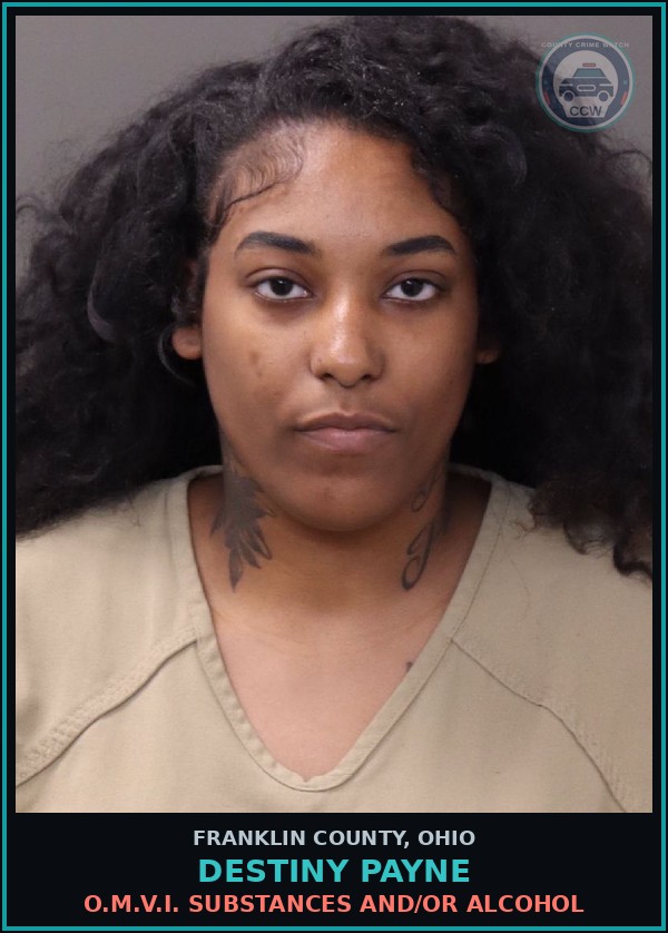 Booking mugshot of Destiny Payne in Franklin County