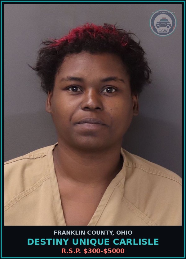 Booking mugshot of Destiny Unique Carlisle in Franklin County