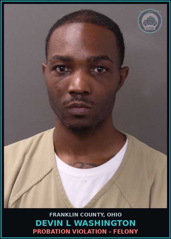 Booking mugshot of Devin L Washington in Franklin County