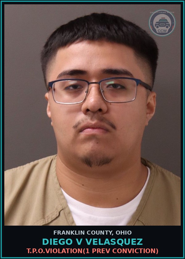 Booking mugshot of Diego V Velasquez in Franklin County