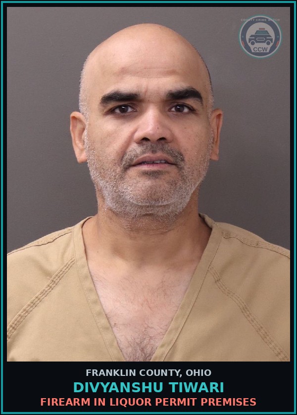 Booking mugshot of Divyanshu Tiwari in Franklin County