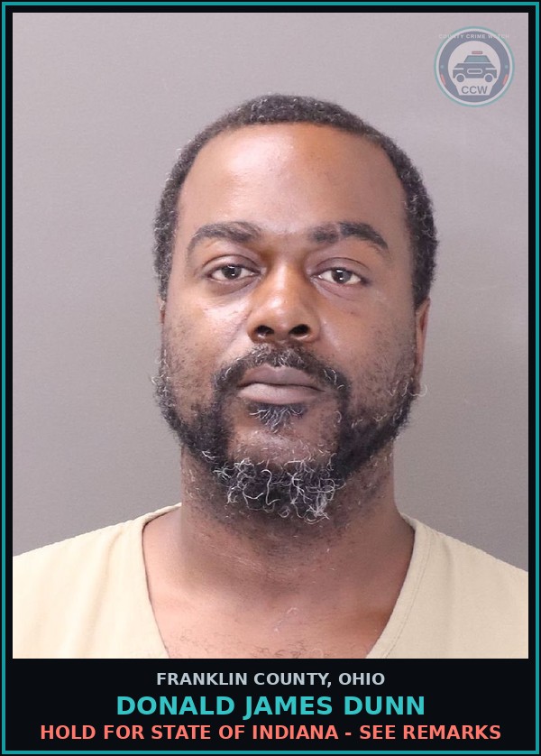 Booking mugshot of Donald James Dunn in Franklin County