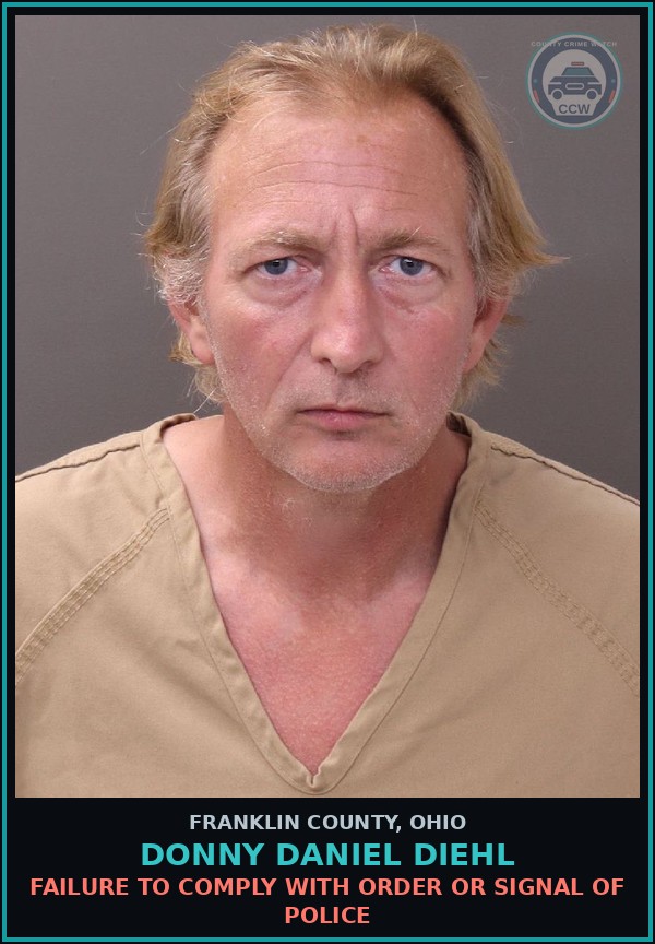 Booking mugshot of Donny Daniel Diehl in Franklin County