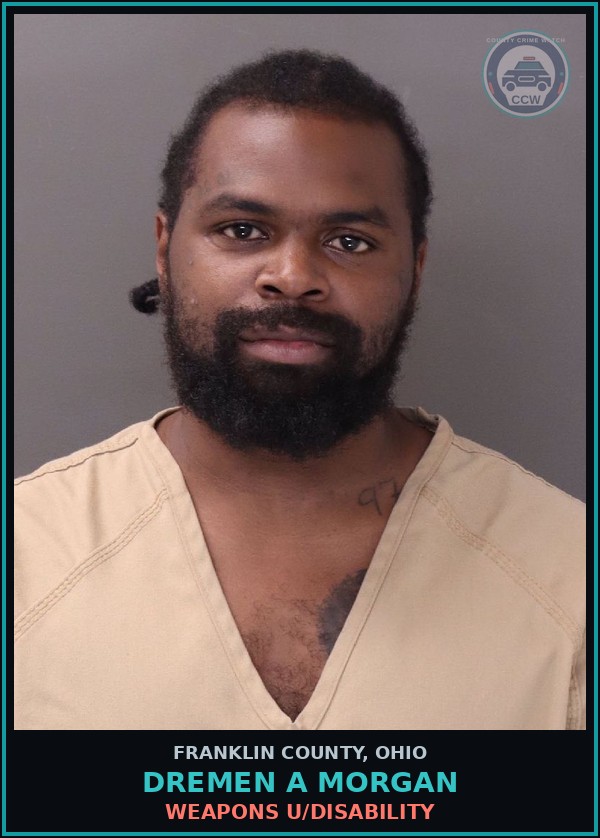 Booking mugshot of Dremen A Morgan in Franklin County