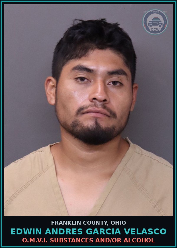 Booking mugshot of Edwin Andres Garcia Velasco in Franklin County
