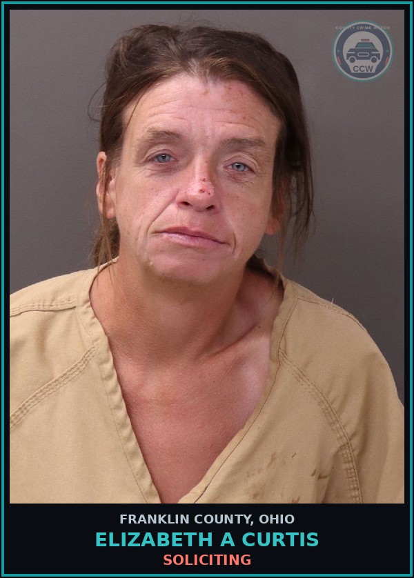 Booking mugshot of Elizabeth A Curtis in Franklin County