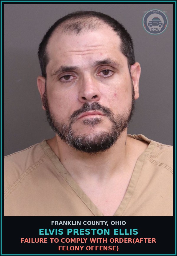Booking mugshot of Elvis Preston Ellis in Franklin County