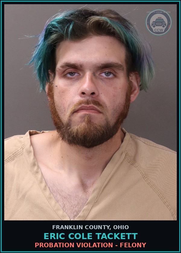 Booking mugshot of Eric Cole Tackett in Franklin County