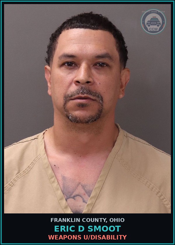Booking mugshot of Eric D Smoot in Franklin County