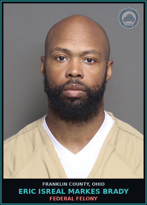 Booking mugshot of Eric Isreal Markes Brady in Franklin County
