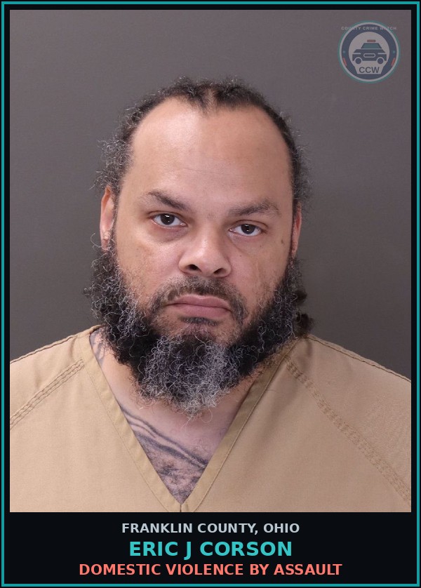 Booking mugshot of Eric J Corson in Franklin County