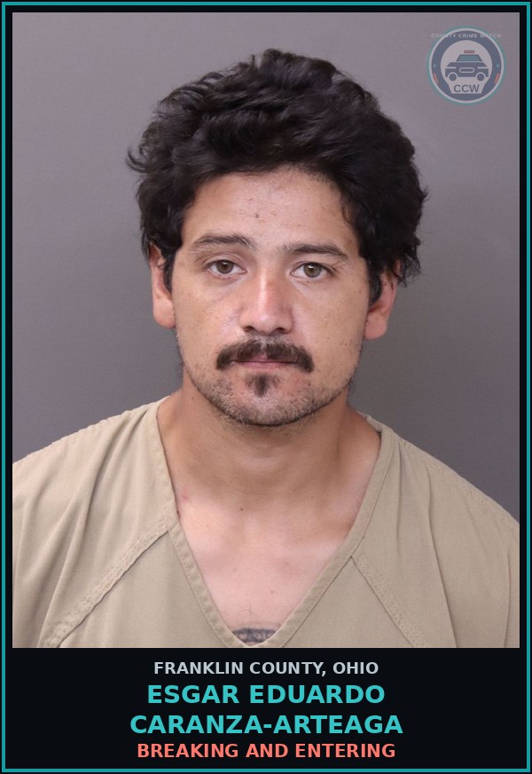Booking mugshot of Esgar Eduardo Caranza-Arteaga in Franklin County